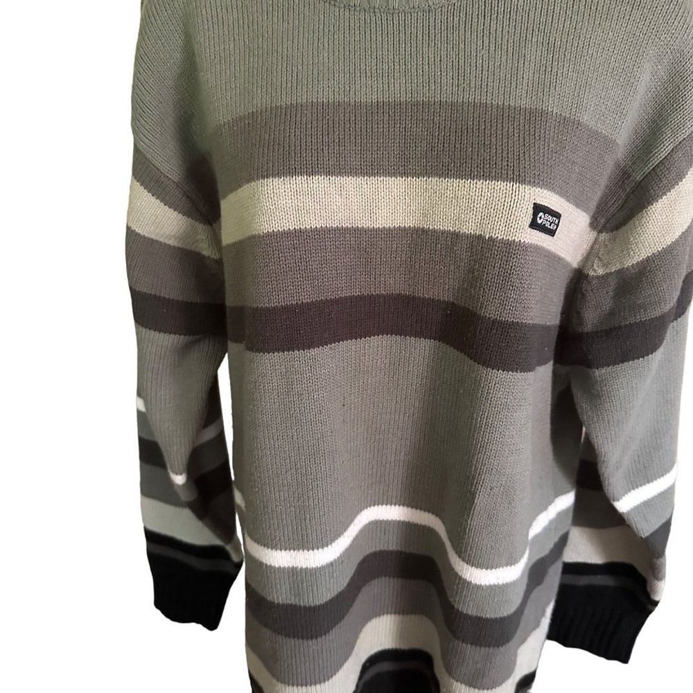 Southpole Authentic Collection gray striped sweater size M - Picture 6 of 8